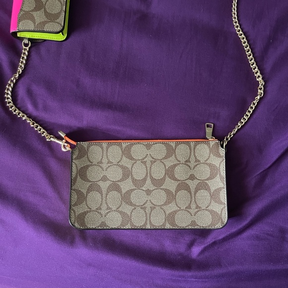 Coach Signature Crossbody Bag with Pink and Orange Accents - Picture 3 of 6